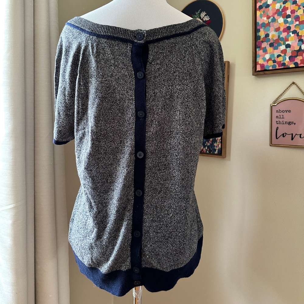 Anthro Field of Flowers Unique Back Button Down Short Sleeve top
